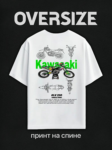 Футболка с принтом на спине мотоцикл kawasaki klx