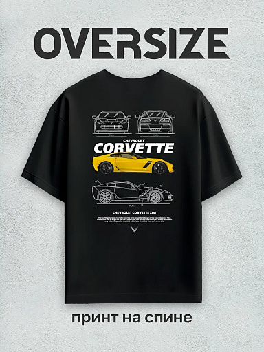 Футболка с принтом на спине CHEVROLET CORVETTE Z06