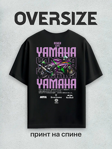 Футболка с принтом на спине мотоцикл yamaha 01