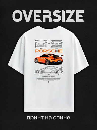 Футболка с принтом Porsche 911 GT2 RS на спине