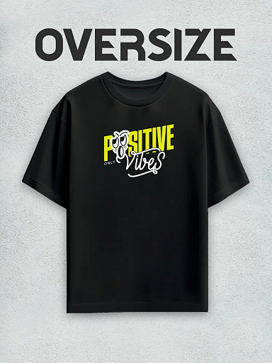Футболка с принтом positive vibes only