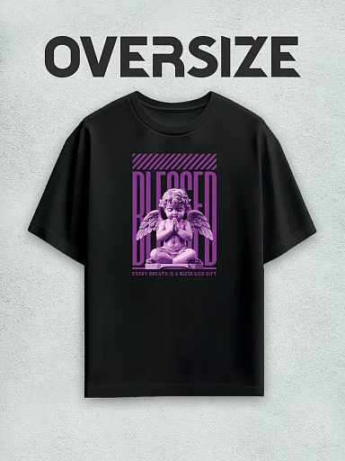 Футболка с принтом blessed статуя streetwear