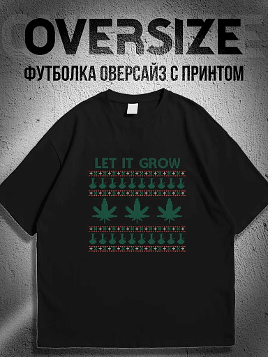 Футболка с новогодним принтом в стиле свитера grow