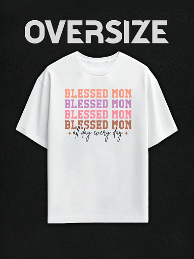 Футболка с принтом blessed mom