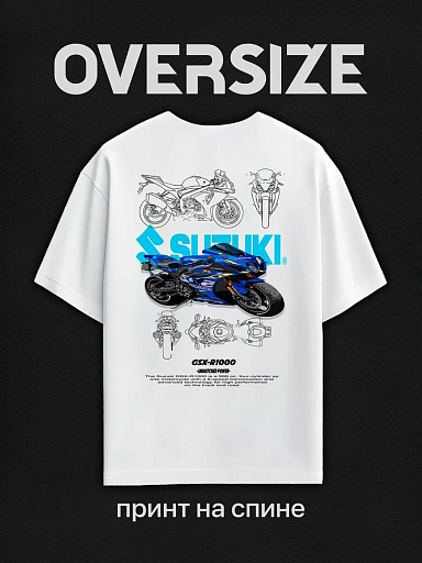 Футболка с принтом на спине мотоцикл suzuki