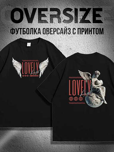 Футболка с принтом с двух сторон streetwear ангел
