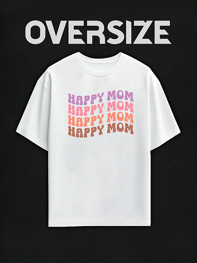 Футболка с принтом happy mom