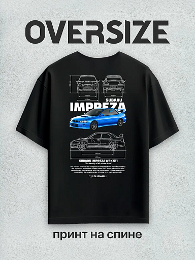 Футболка с принтом на спине SUBARU IMPREZA WRX STI