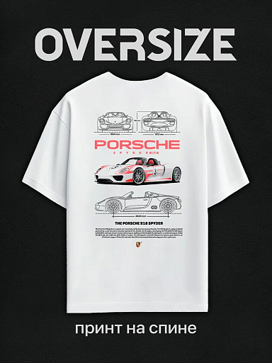Футболка с принтом Porsche spyder 918 на спине