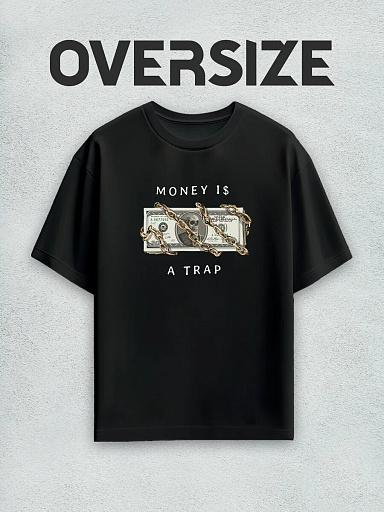 Футболка с принтом money is a trap streetwear